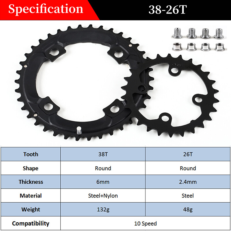 Bucklos 64/104BCD Bike Chainrings 22-44t Double/Triple MTB Chain Ring Sprockets