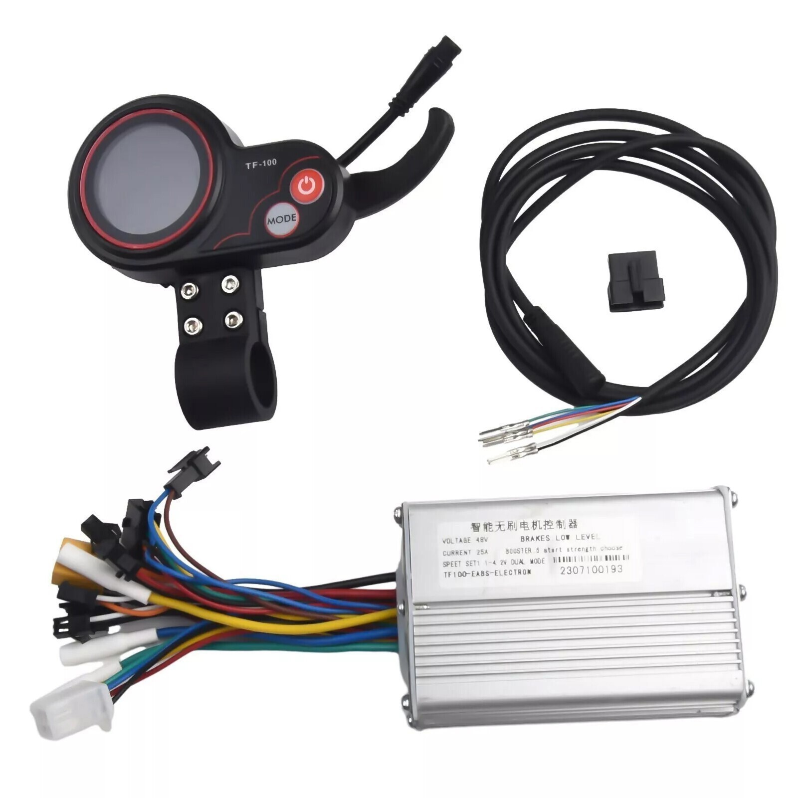 1200W 48V-25A Brushless Motor Controller + LCD Display + 6 Pin Cable For Scooter