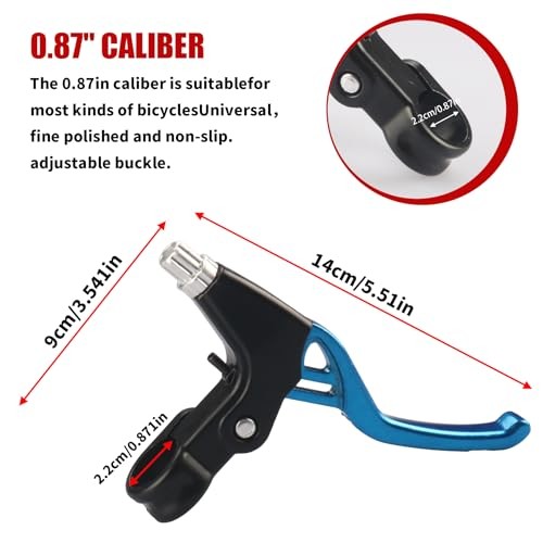 Gashwer Universal 2.2cm Bike Brake Levers Aluminum Alloy V-Brake Blue- 1 Pair