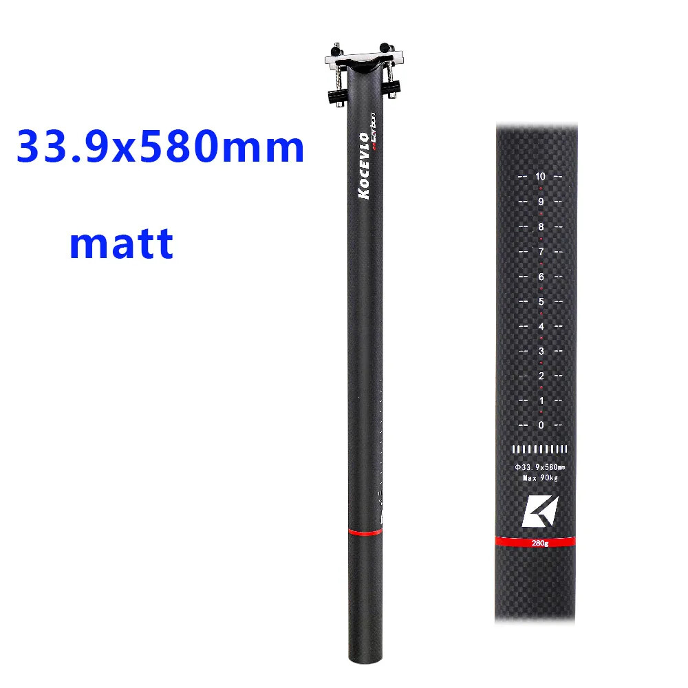 Folding Bike Seatpost 33.9*580mm Carbon Fibre Bicycle Seatpost Glossy Matt