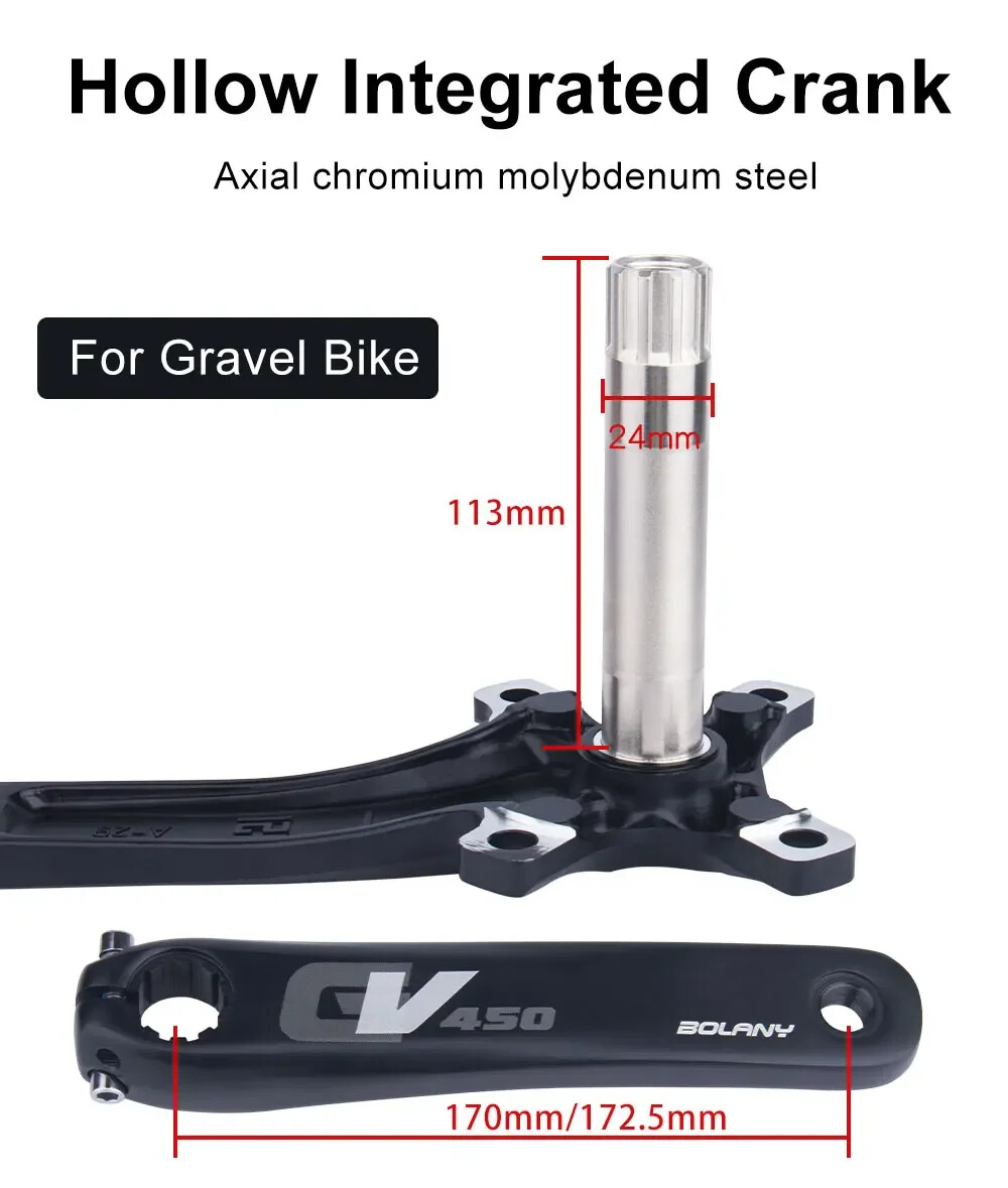 170mm Cross-country Road Gravel Bike Crank Arm 96BCD 42T Single Chainring 10/11S