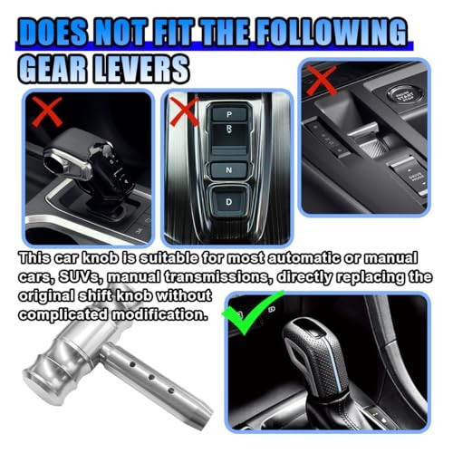 BDZMC Car Gear Shift Head, Car Modification Aircraft Joystick Shift Silver