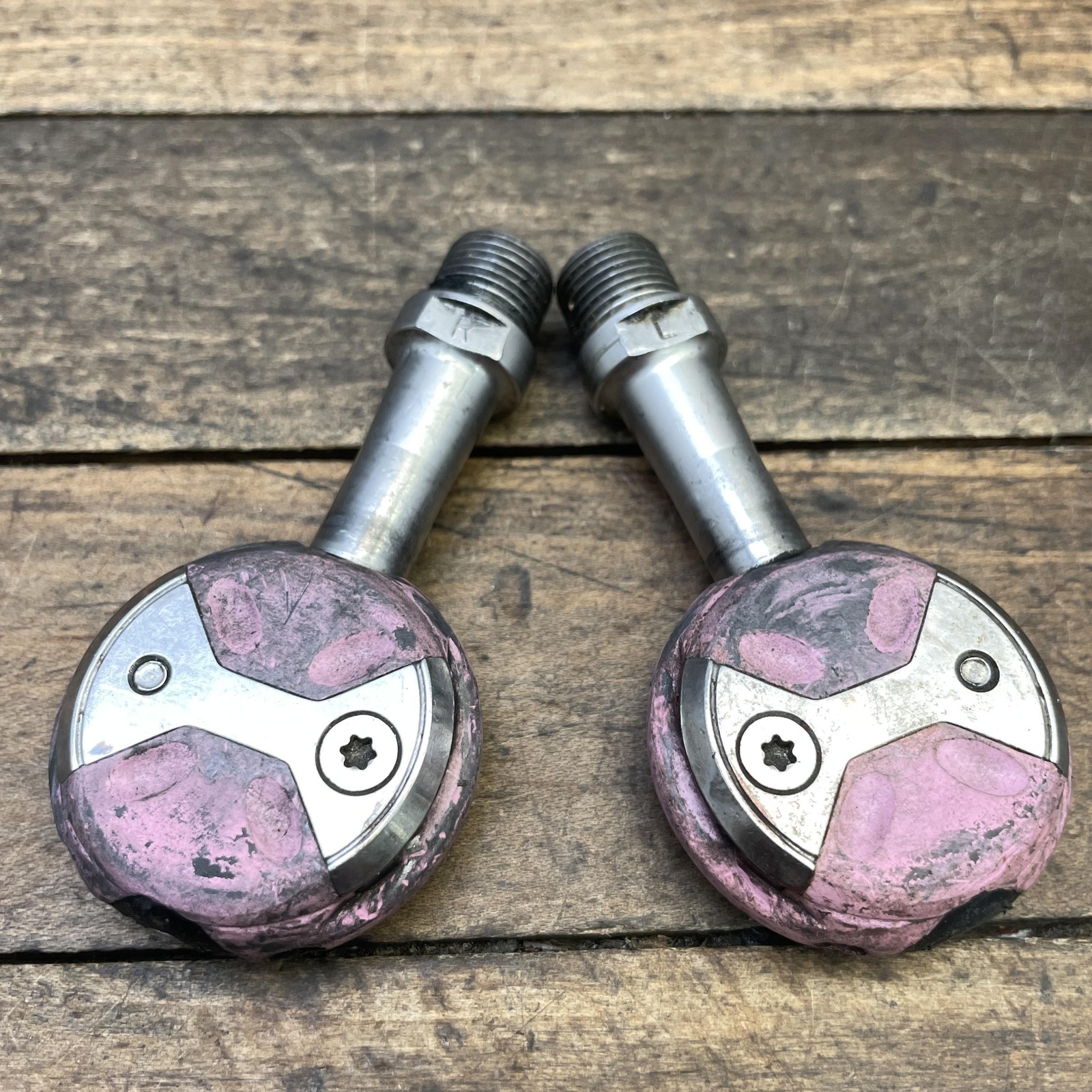 Speedplay Clipless Road Bike Pedals 9/16 Pink Pair 210g Steel Plastic Used