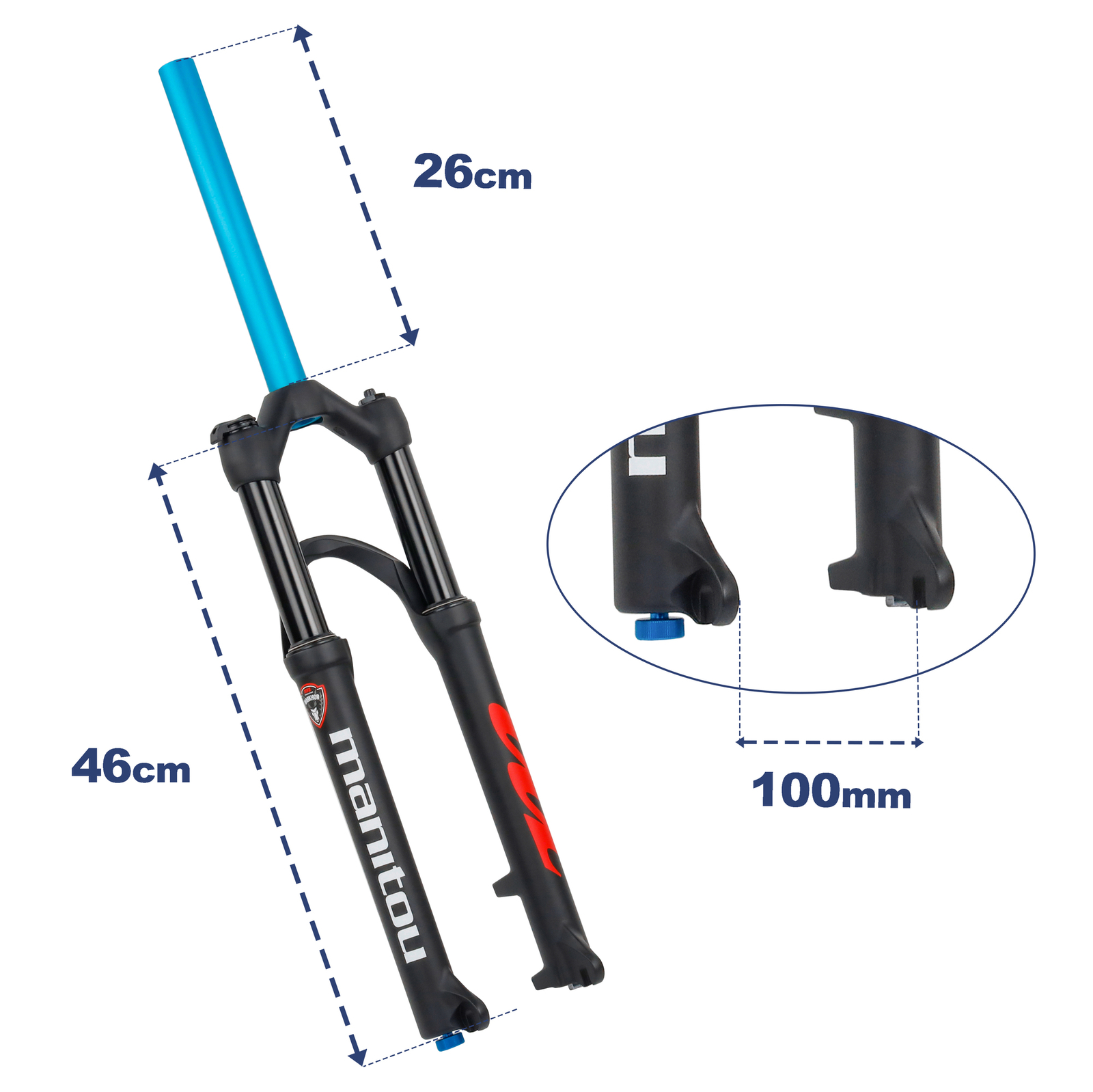 Manitou Markhor MTB Mountain Bike Fork 26″ Travel 100mm 1-1/8″ Straight Steerer