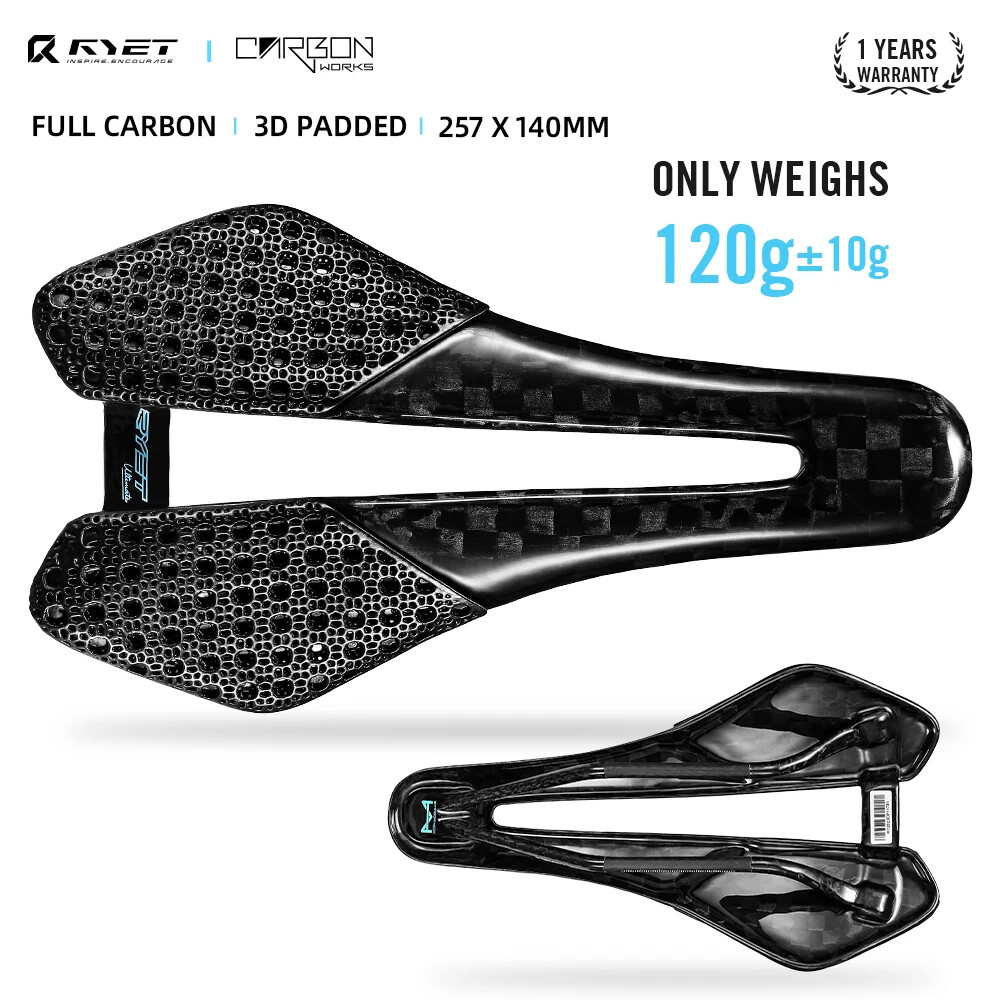 Full Carbon 3D Printed Bicycle Saddle 140mm Triathlon Road MTB Gravel Bike Seat