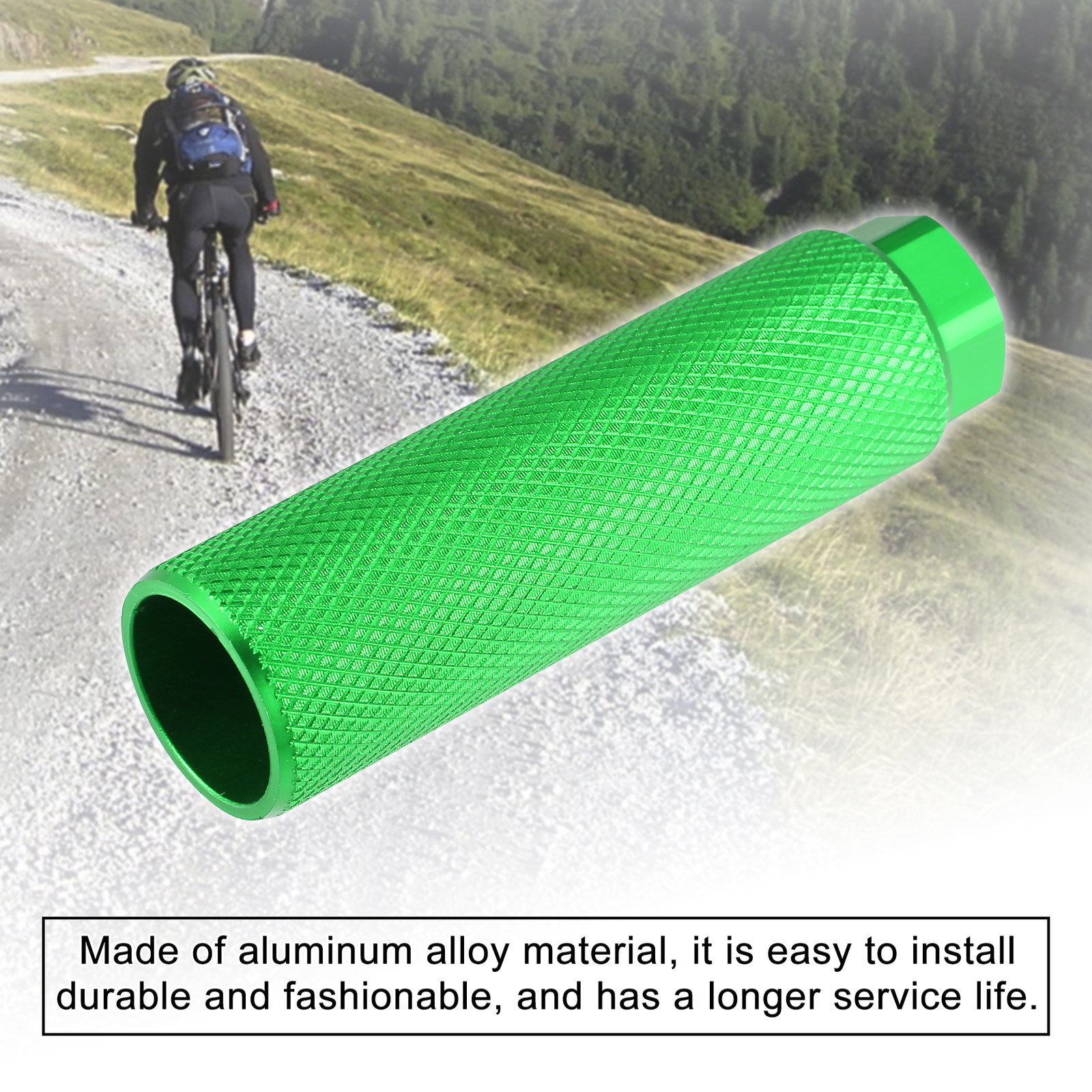Universal Aluminum Alloy Rear Foot Peg Green for MTB Bicycle 3/8″ Axle Pack of 2
