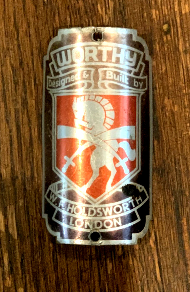 Vintage 1940’s 1950’s W.F. HOLDSWORTH London Metal Aluminum Head Badge