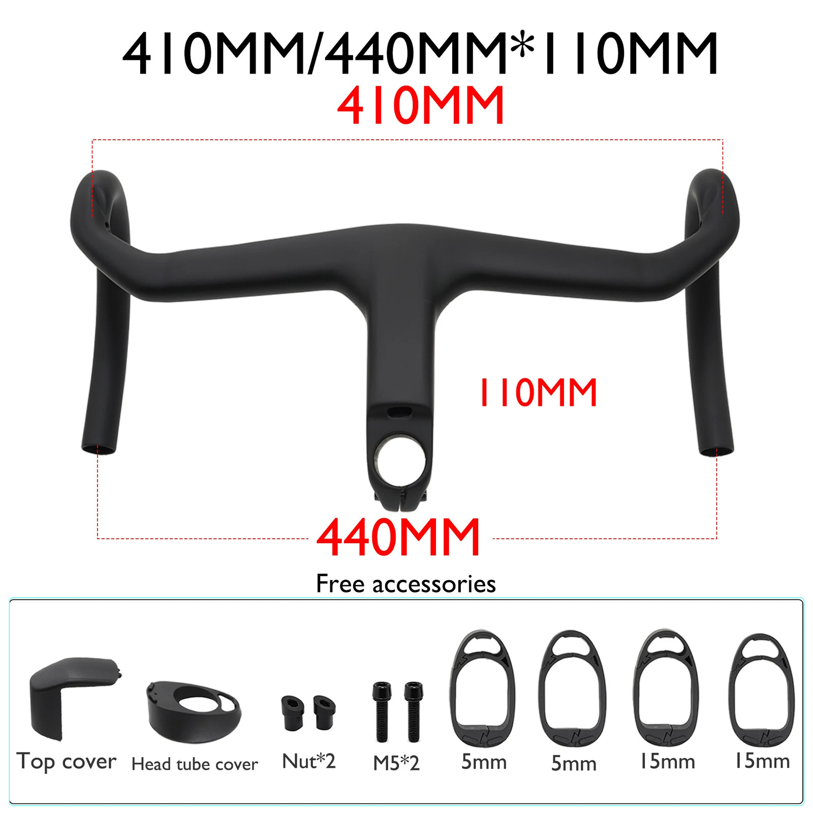 Full Carbon Fiber Road Bike Cockpit Drop Bar 380-440mm External Cable Routing