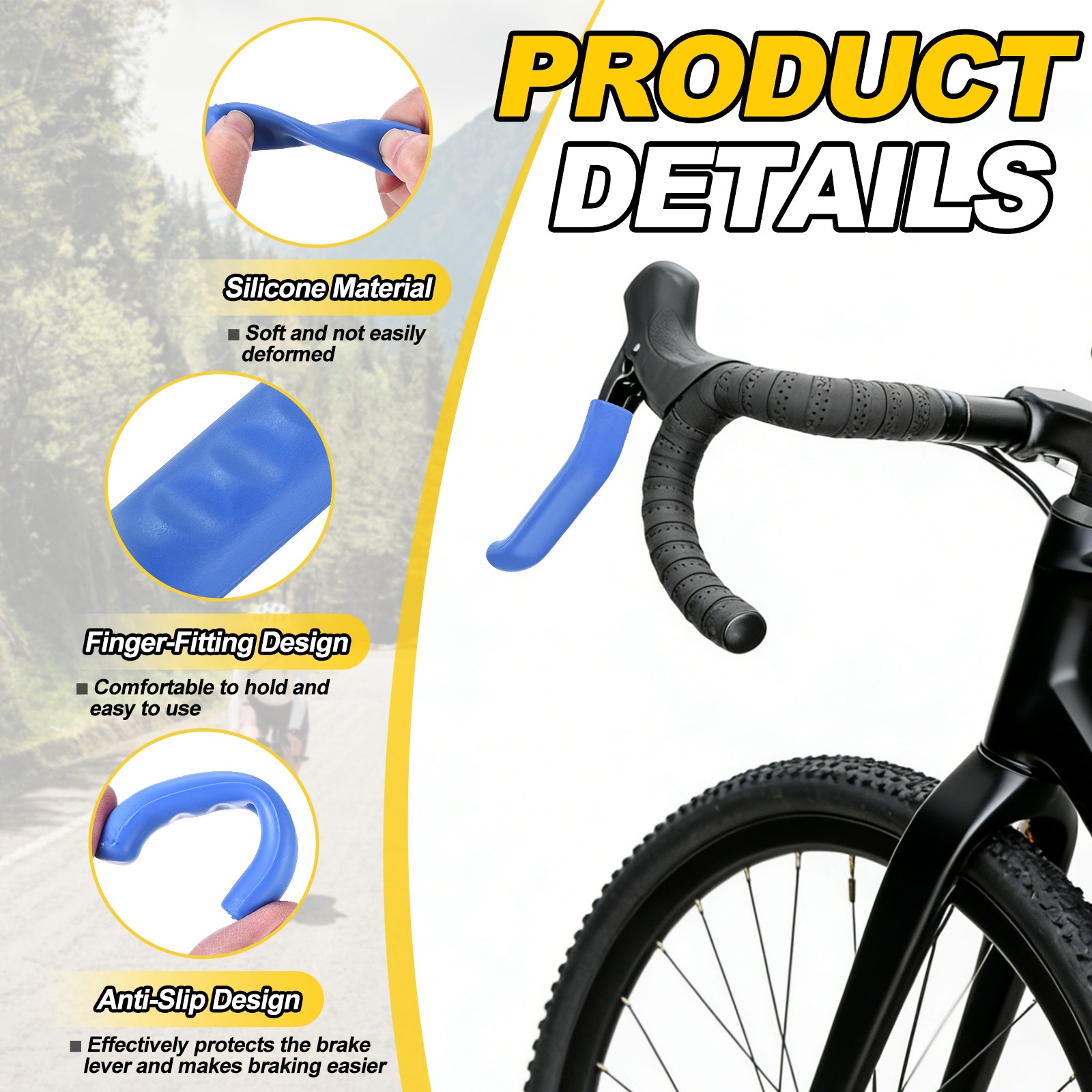 1 Pair Bicycle Brake Lever Covers Brake Grips Silicone Blue