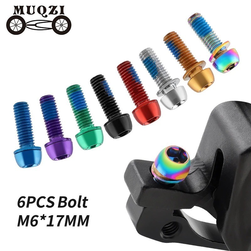 MUQZI 6Pcs M6x17mm Bike Disc Brake Caliper Bolts MTB Stem Crank Screw Set