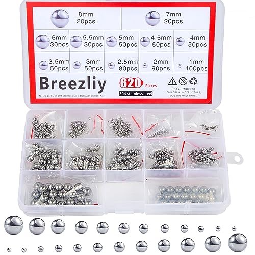 304 Stainless Steel Ball 620Pcs-8mm Metric Precision 0.039-0.315″ (12 Sizes) 1