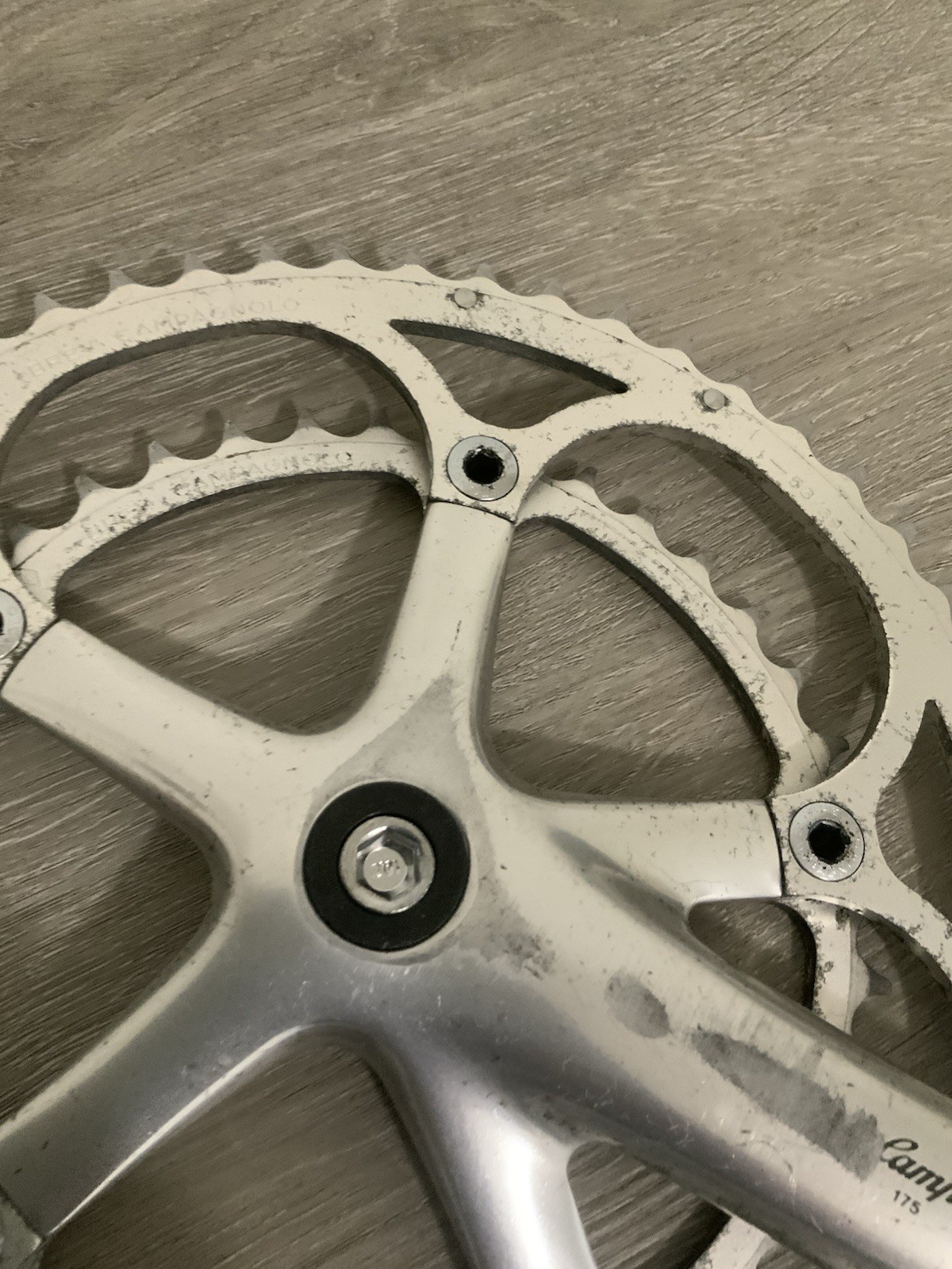 CAMPAGNOLO CHORUS CRANKSET DOUBLE 175 MM ARMS 53-39 TOOTH 7, 8 OR 9 SPEED