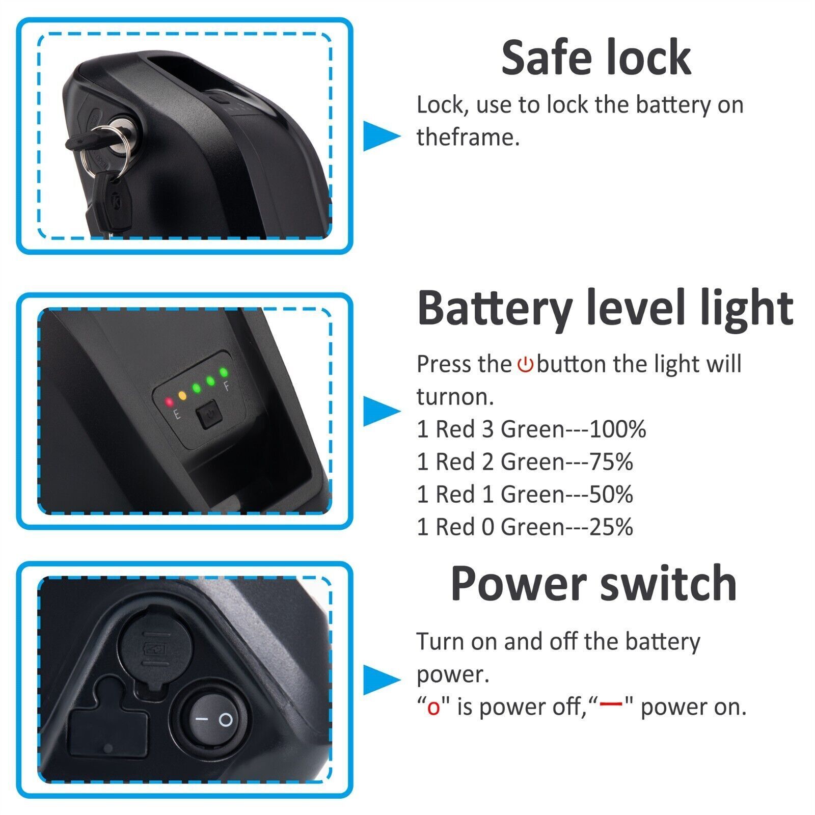 36V 15Ah Hailong Lithium Battery 40A BMS 4Pin for 200W-1500W Ebike Electric Bike