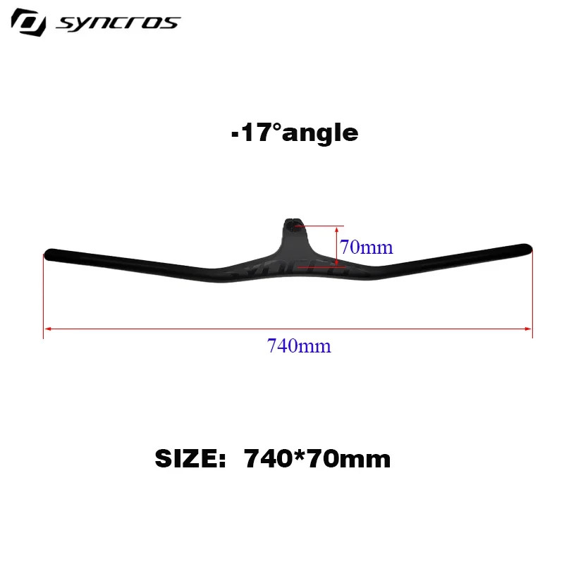 SYNCROS Mtb Handlebars 28.6Mm -17 Degree Carbon Integrated Cockpit Handlebar for