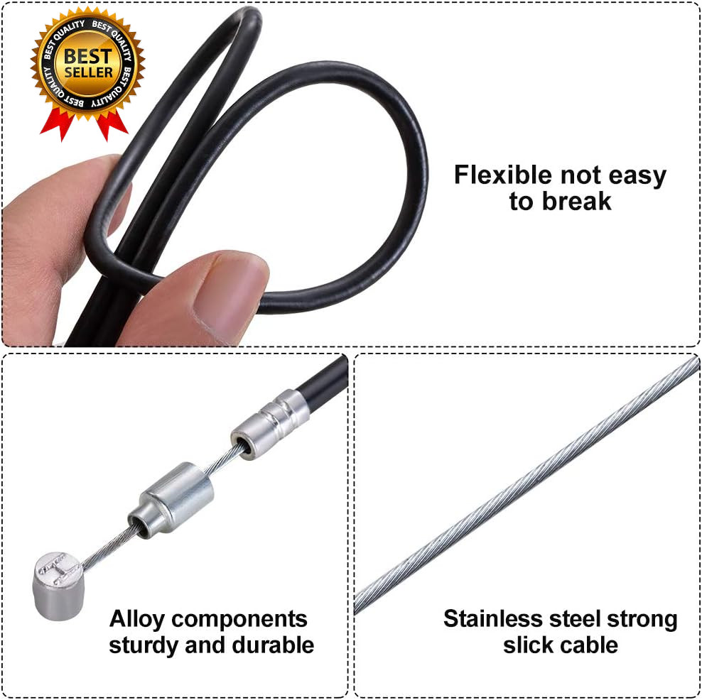 Premium Bike Brake Cable Kit – 1 Pair Front & Rear Brake Cables, Wires, Lines wi