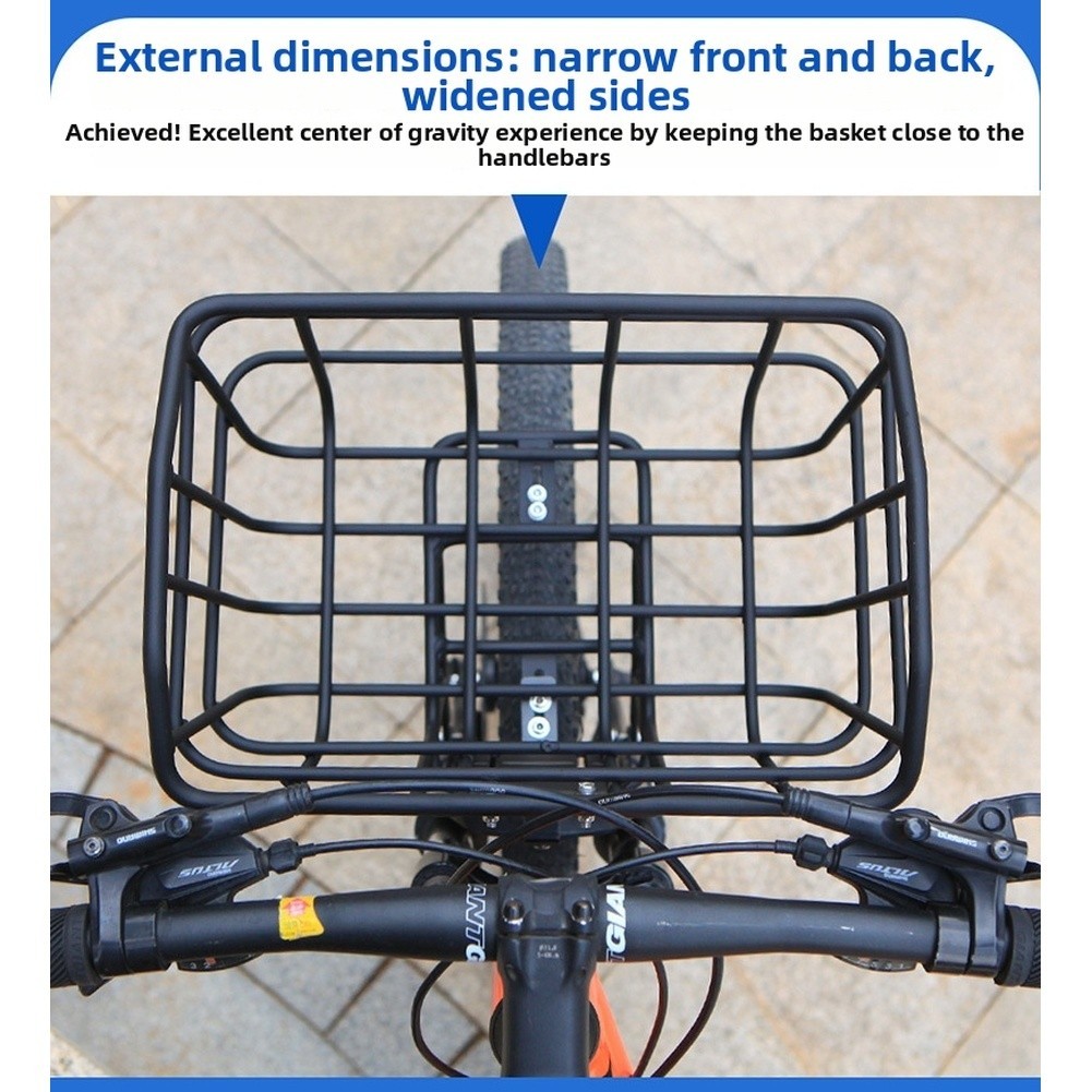 Front Mount Aluminum Bike Basket Compatible with Most Handlebars 20.5cm Deep
