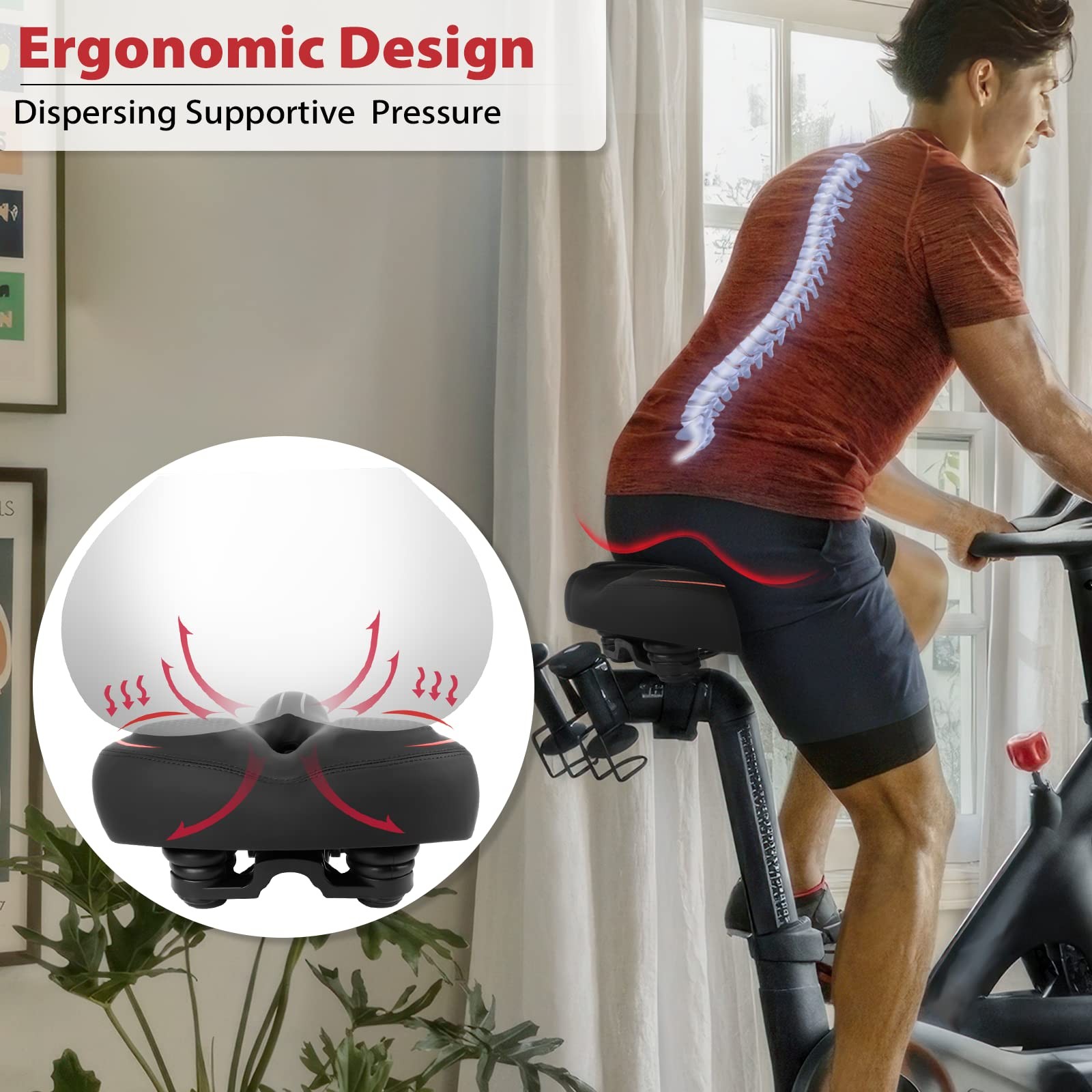 Oversized Seat Compatible with Peloton Bike, Replacement Extra Wide Seat