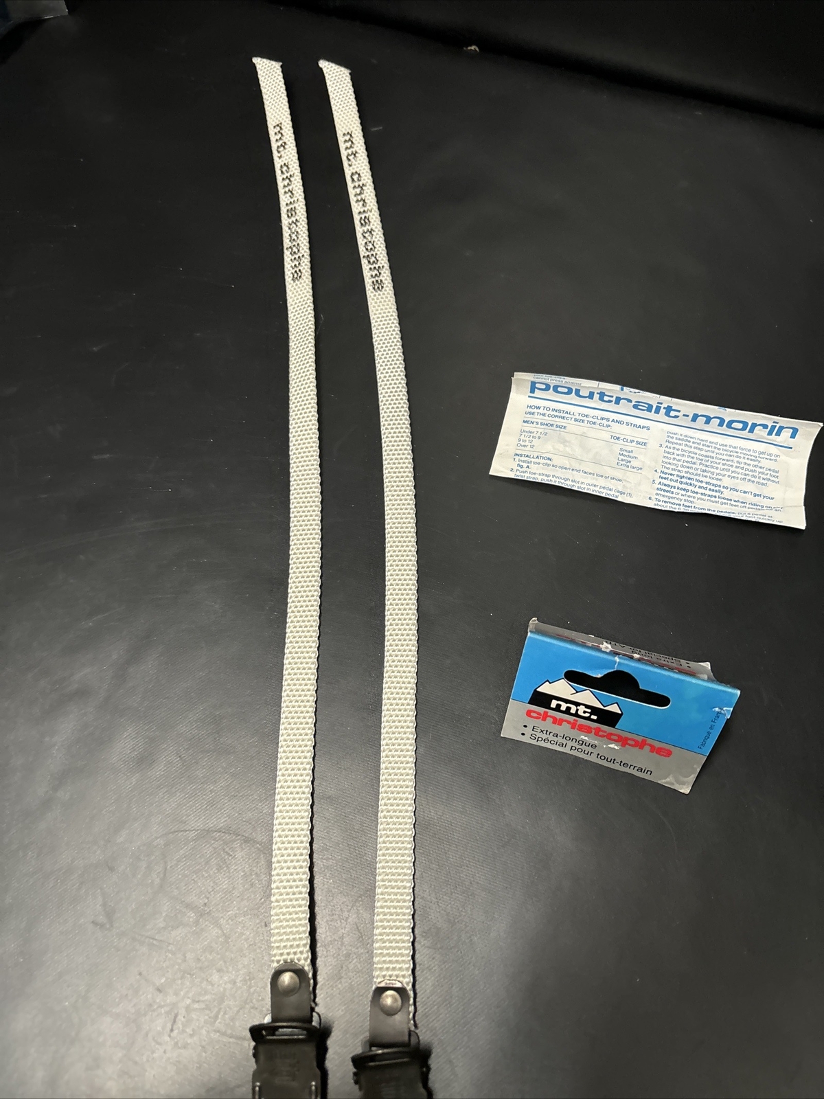 NOS Mt. Christophe White 440mm ATB Nylon Toe Straps Extra Long Fit: Gt Klein SE