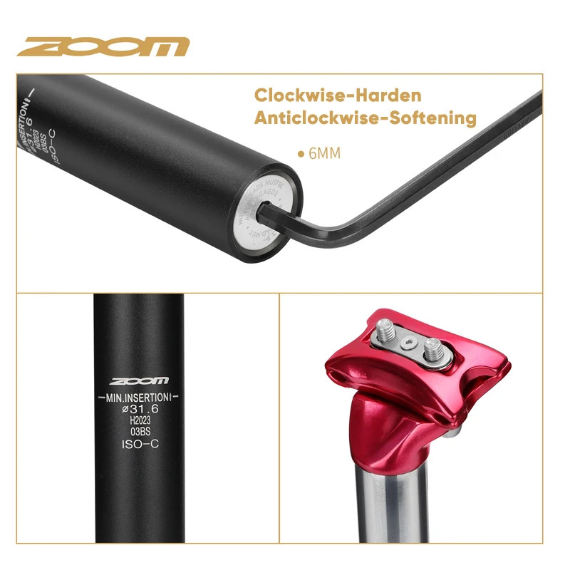 ZOOM Bike Suspension Seatpost 27.2/31.6/28.6/30.4/30.8/33.9Mm MTB Suspension Sea