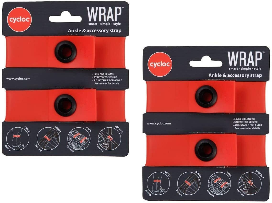 Cycloc Wrap Stylish Versatile Rubber Ankle / Bike Strap Multiple Colors 2-PK