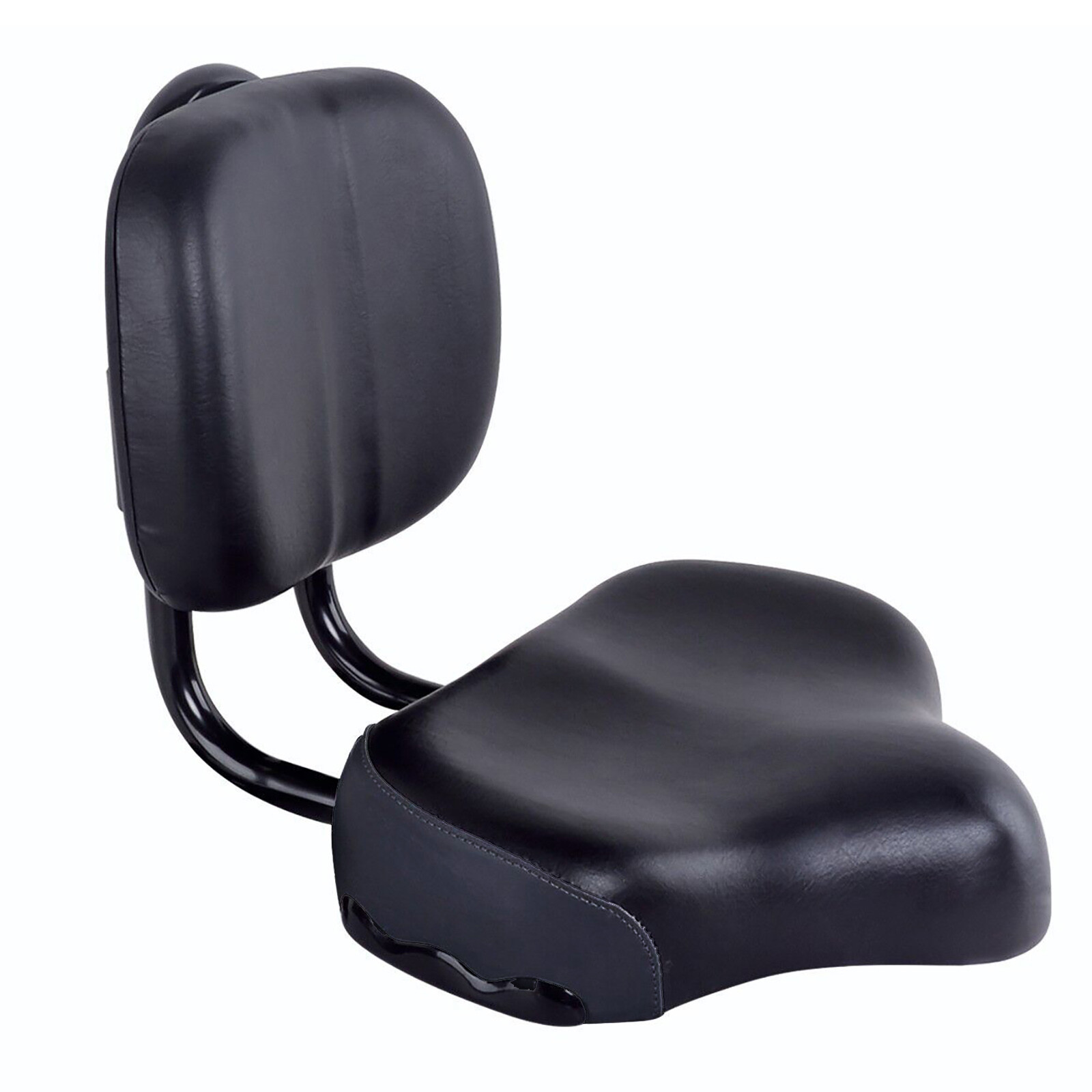 Bike Saddle Seat w/ Backrest Bicycle Extra Wide Comfort Leather Cushion Soft Pad