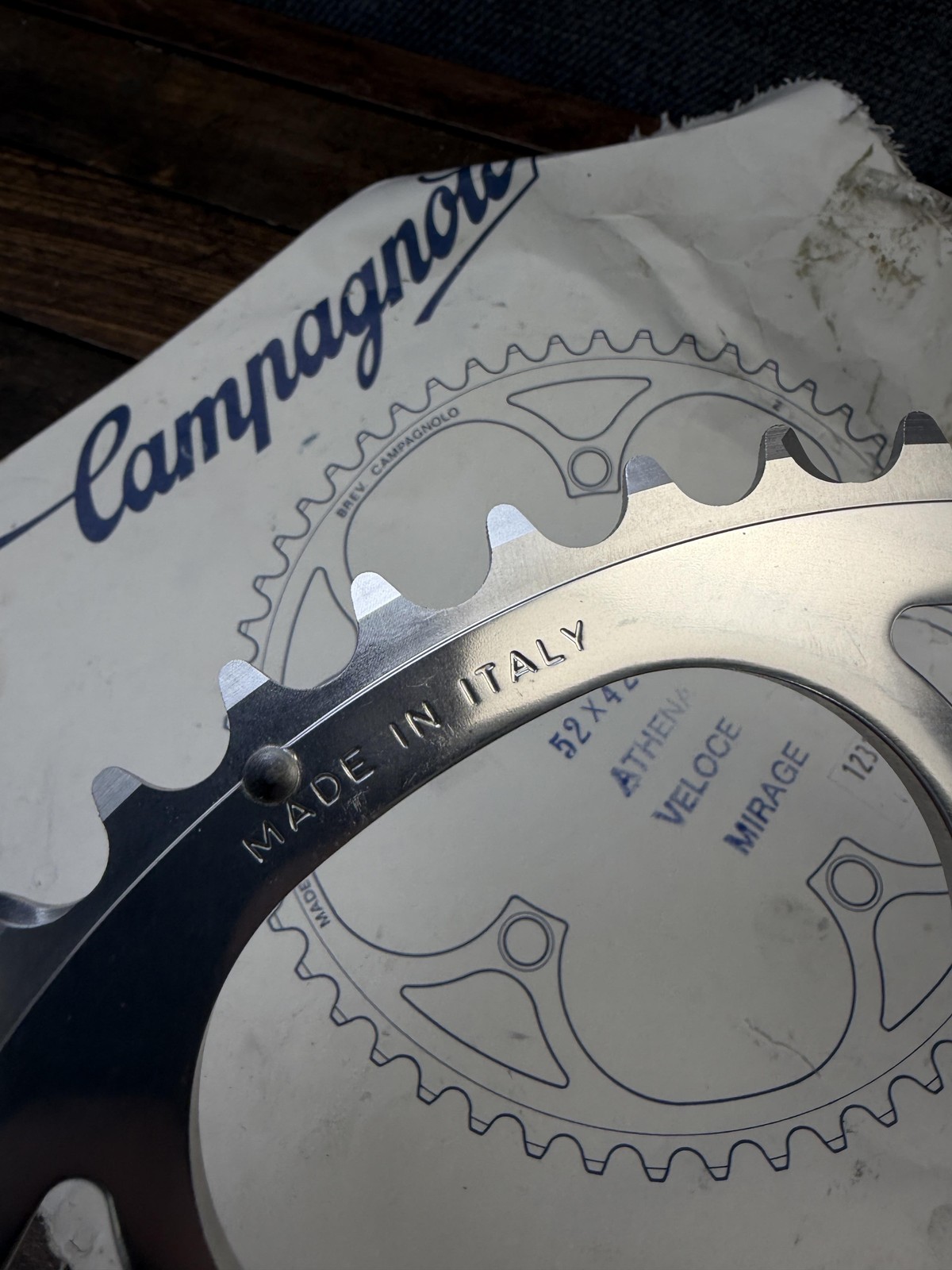 Vintage Campagnolo 52T Chainring 135 BCD NOS 5-Arm Silver Italy Athena Veloce