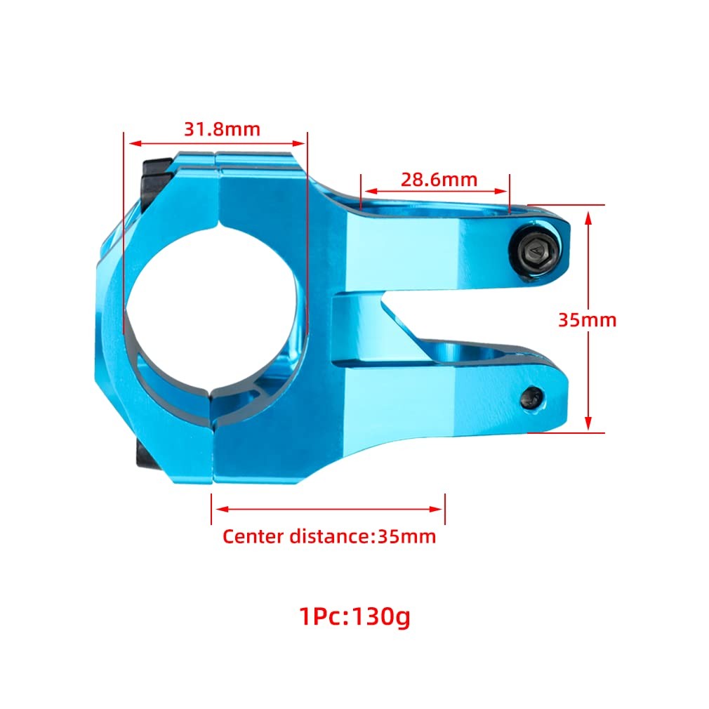31.8 Stem 35mm MTB Mountain Bike Riser Handlebar Stem Replacement Blue Riser