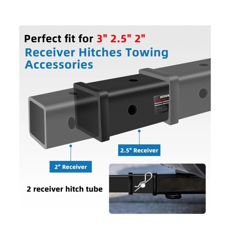 Trailer Hitch Receiver Extender Adapter Reducer Sleeve Set by Fetechmate, 3″ …