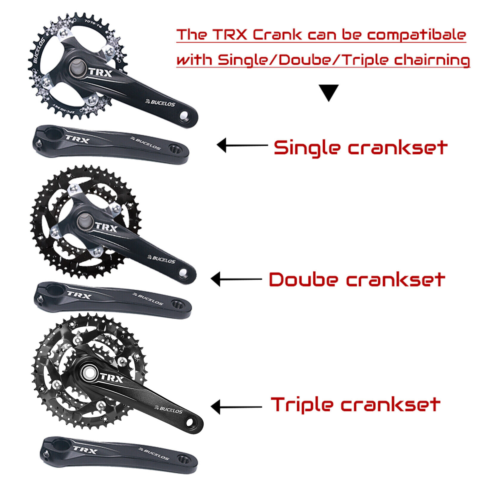 Mountain Bike Crankset 104BCD Crank 32-42t Chainring Narrow Wide BB For Shimano
