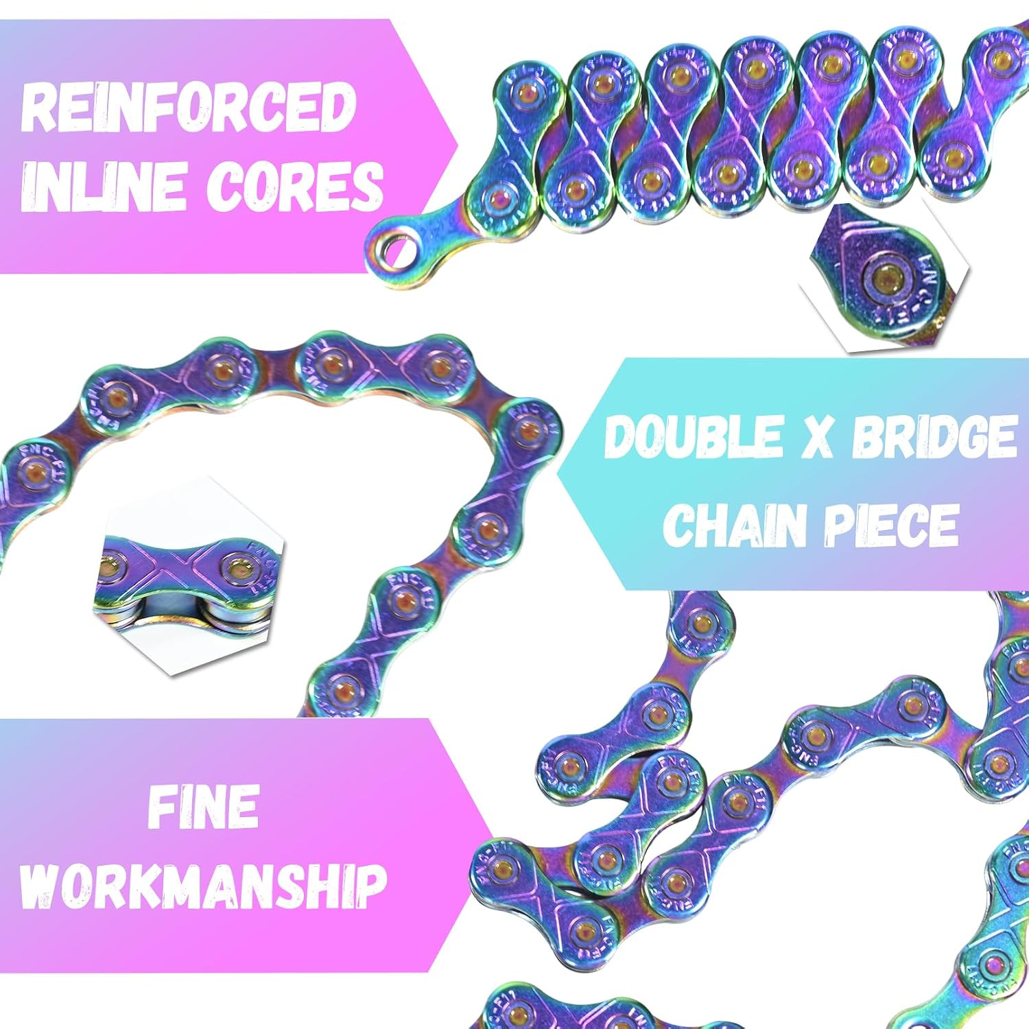 Rainbow 11 Speed Bike Chain, 1/2″ X 11/128″ 116 Links for Road Bike Mountain