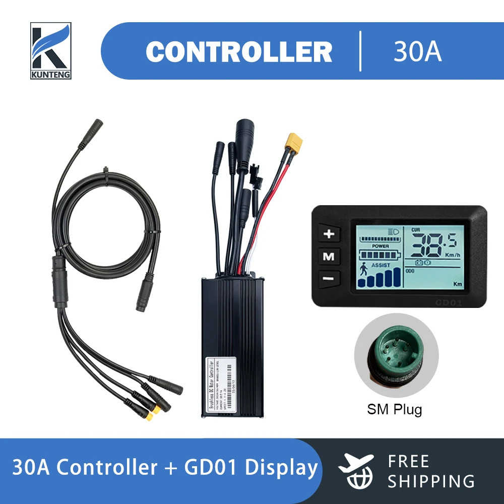 Electric Bike 36V/48V 3 Model Sinewave Controller 17A 26A 30A Display SM/WP Plug