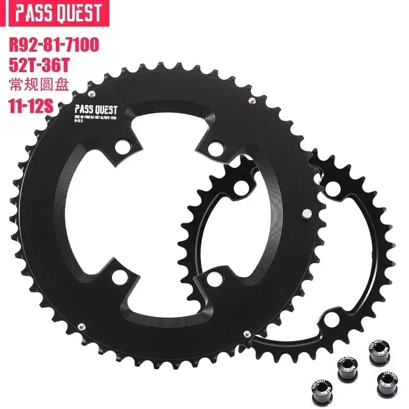 4 Bolts Round Chainwheel 110bcd Aluminum Double Chainring for Shimano 54T-33T