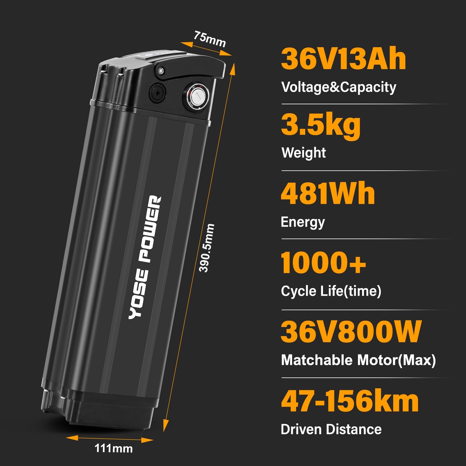 Electric Bike Battery 36V 13Ah Compatible with Heybike Cityscape Electric Bike