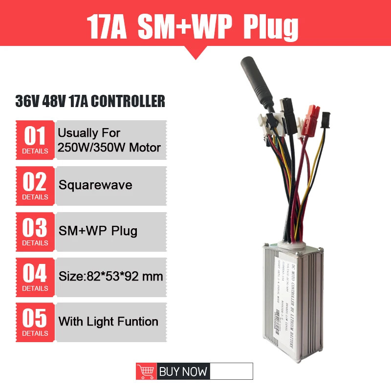 Ebike Controller 36V 48V 250W-1500W Waterproof Plug 15A/17A/22A/25A/30A/35A
