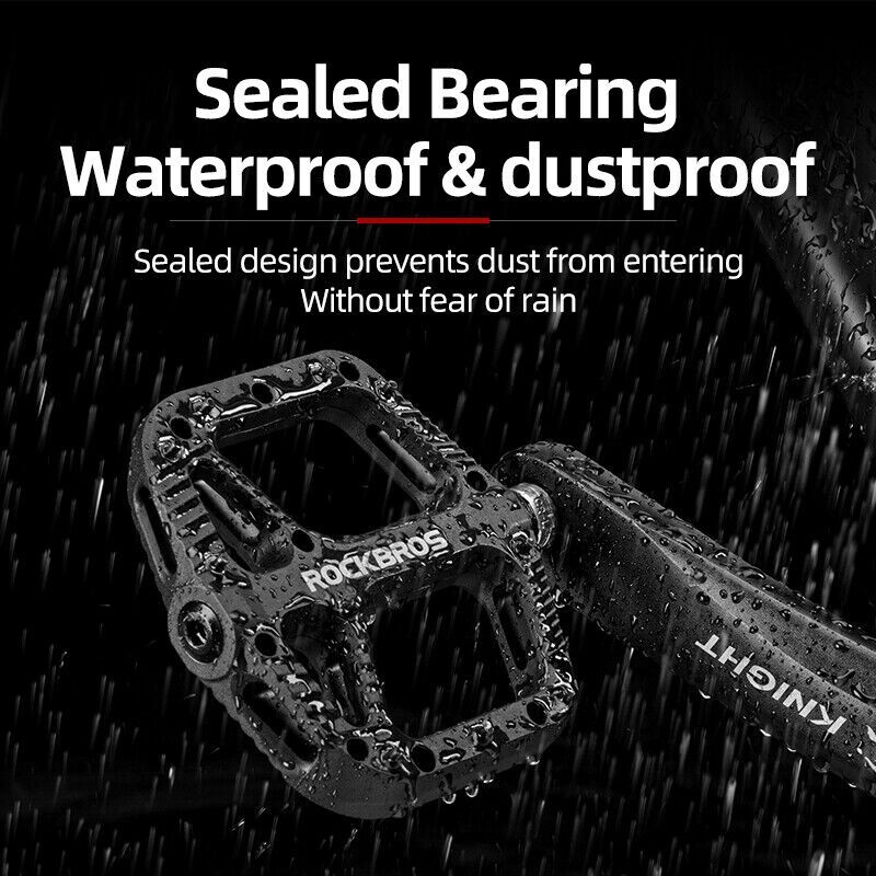 ROCKBROS Bicycle Nylon Pedals Bike Wide Flat No-slip Composite Bearing 9/16″ MTB
