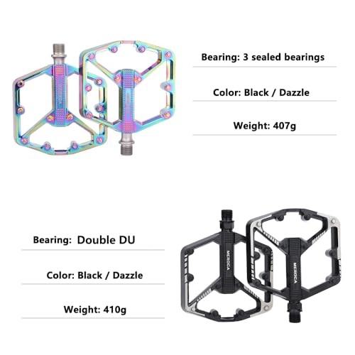 Black/Mountain Bike Pedals, 3 Sealed Bearings Ordinary Style (double DU) Dazzle