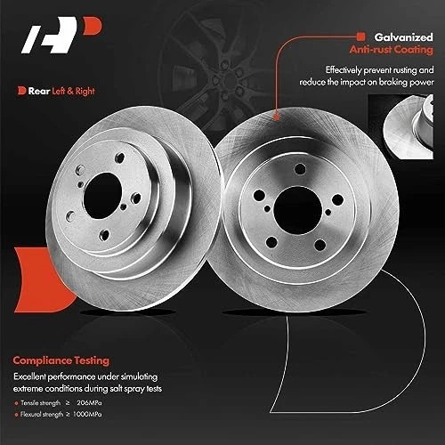 10.47 inch (266mm) Rear Solid Disc Brake Rotors Compatible with Select Subaru