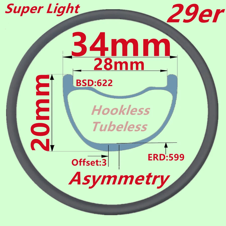 XC MTB Carbon Fiber Rims Custom 20 25 30mm Depth Disc Brake Bike Wheel 28H