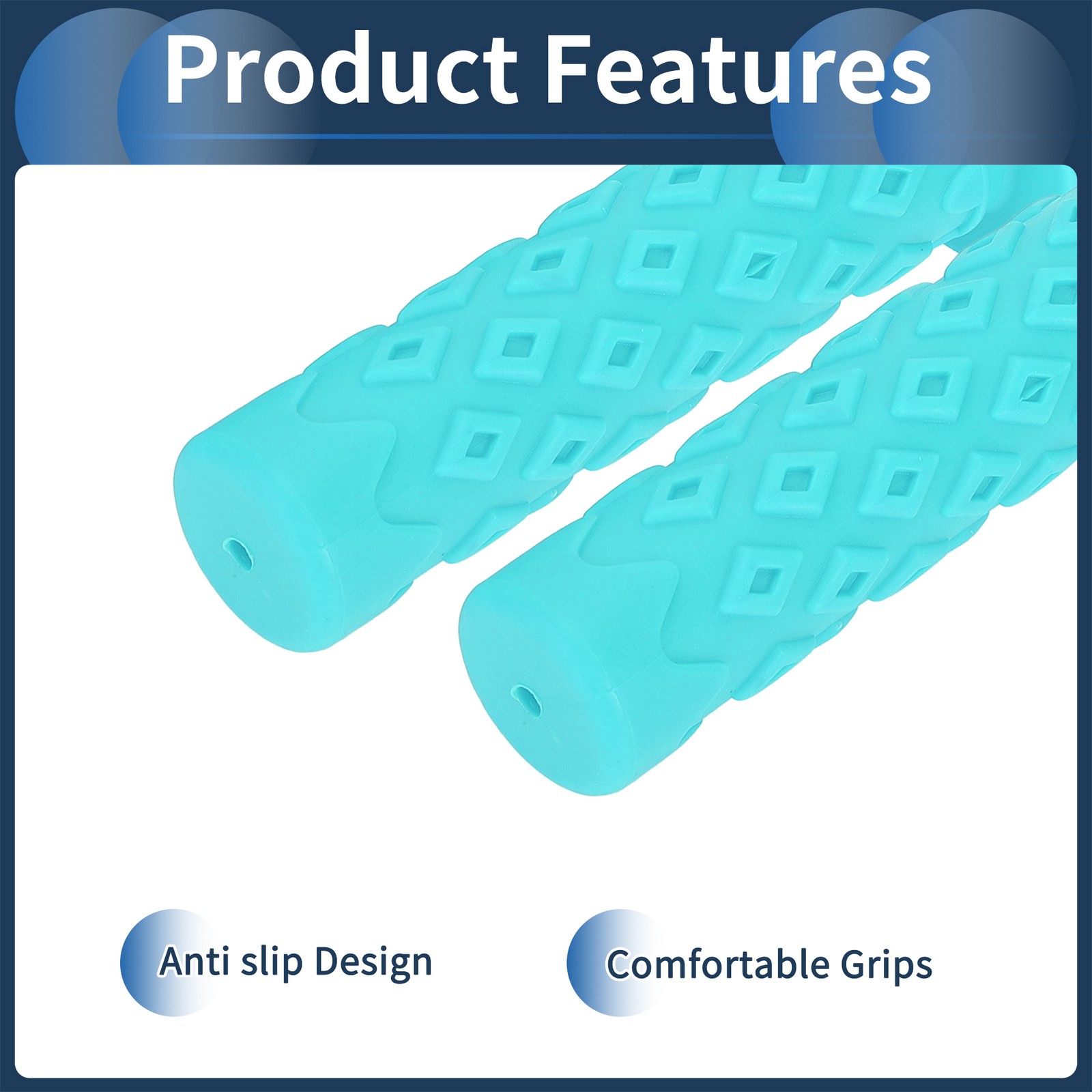 Bike Handlebar Grips Cover 120mm End Grip Protector Rubber Blue Universal 1 Pair
