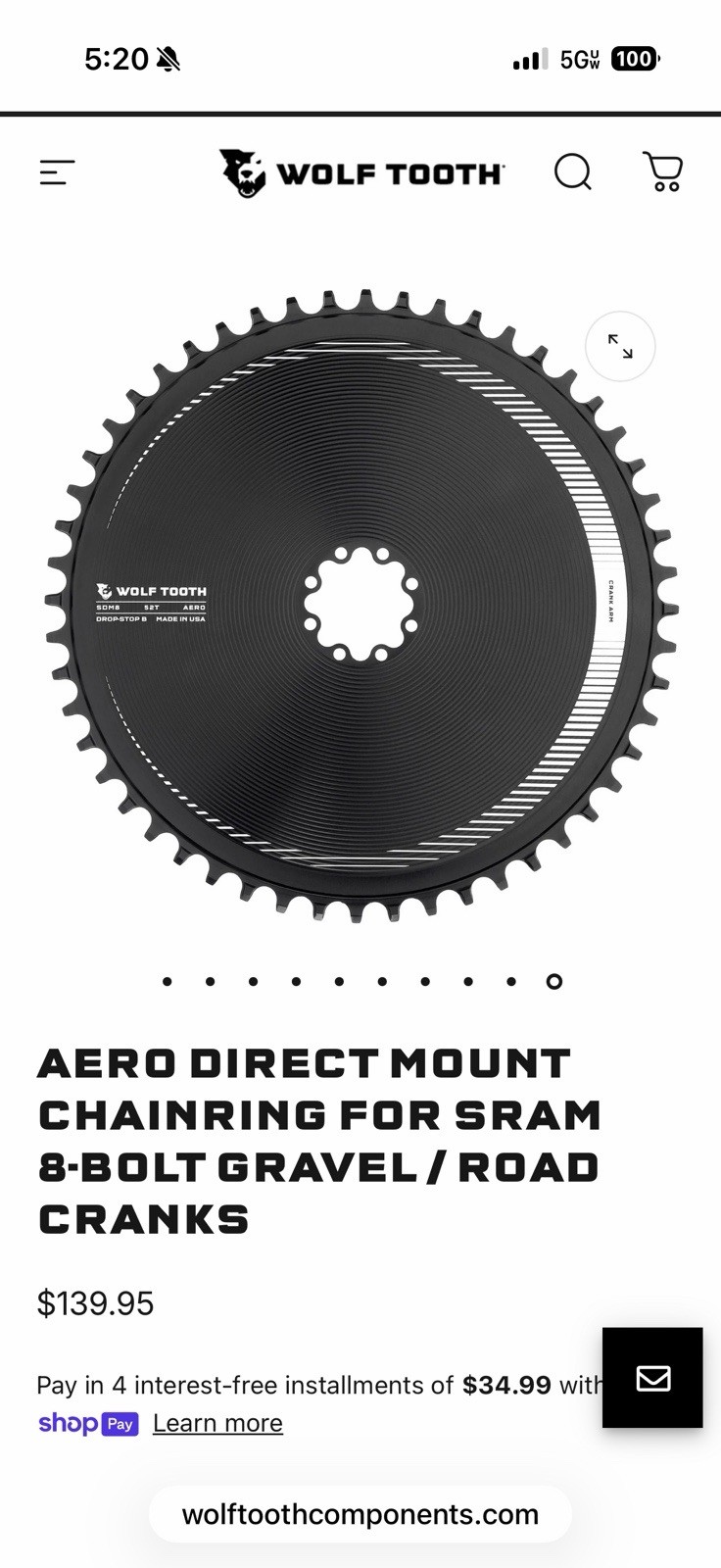 Wolf Tooth SDM8 Aero Chainring 52t
