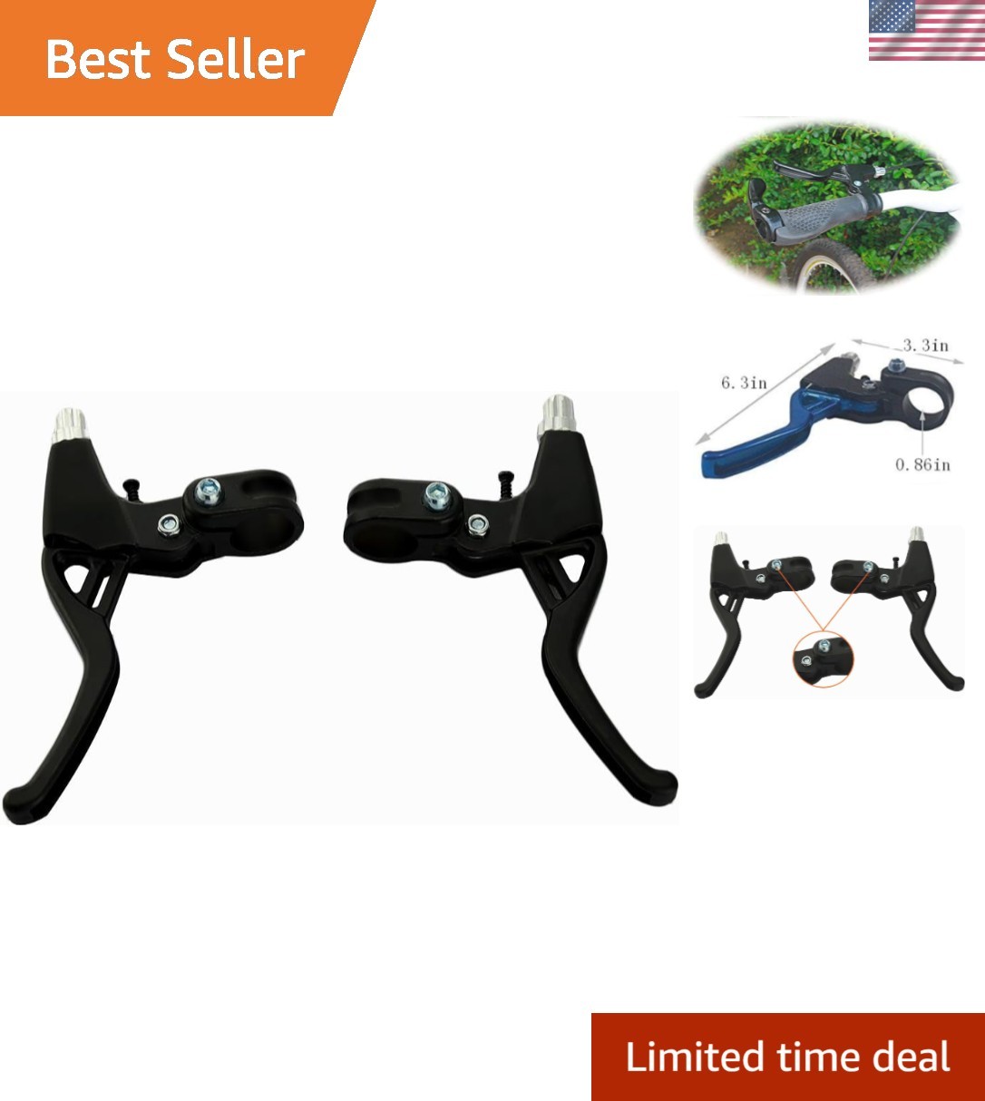 Lightweight Black Aluminum Brake Handles – Ambidextrous Design for Cyclists