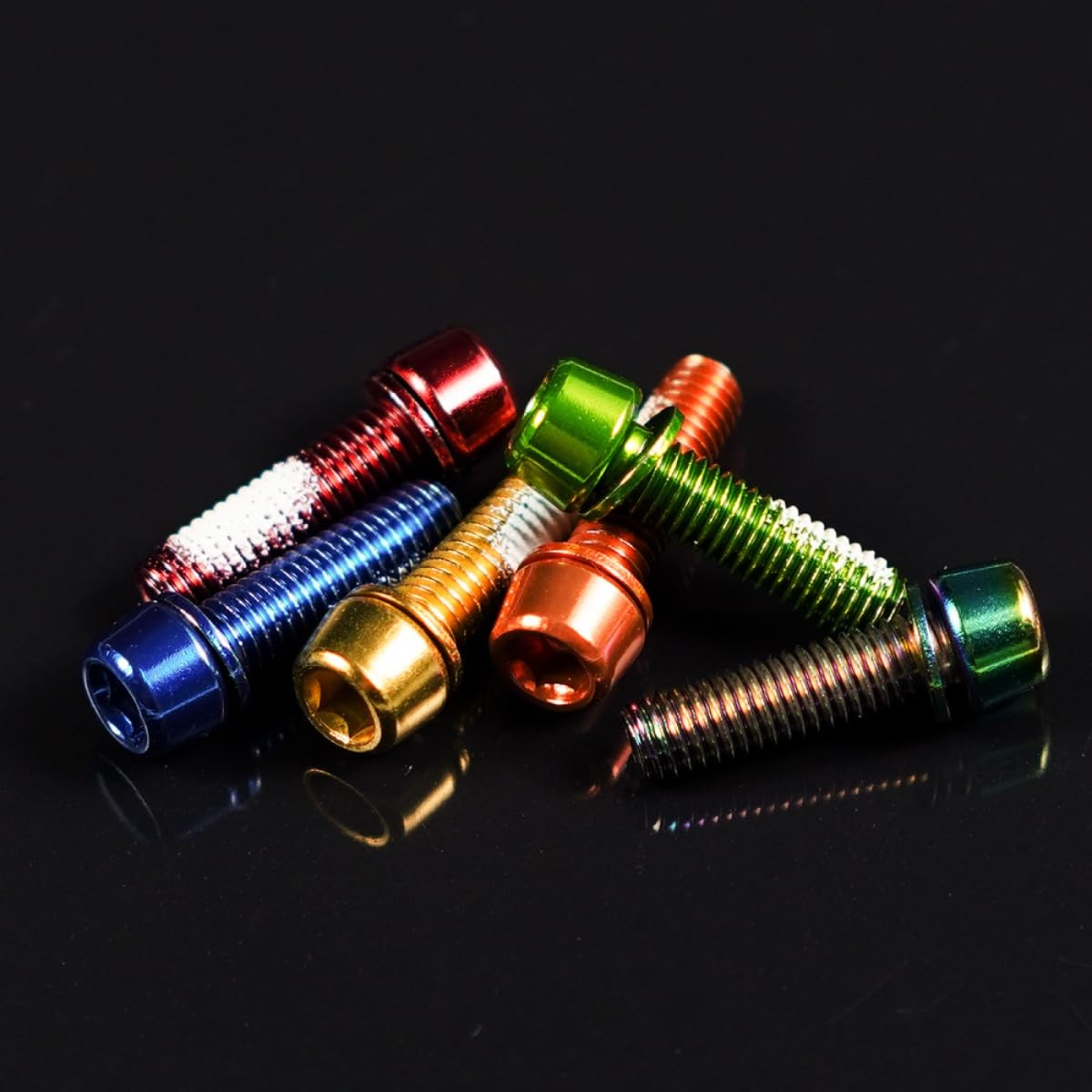 CNC Bike Stem Bolts，Stem Bolts for BMX/MTB/Road Bike with Washers（Red/Blue/Orang