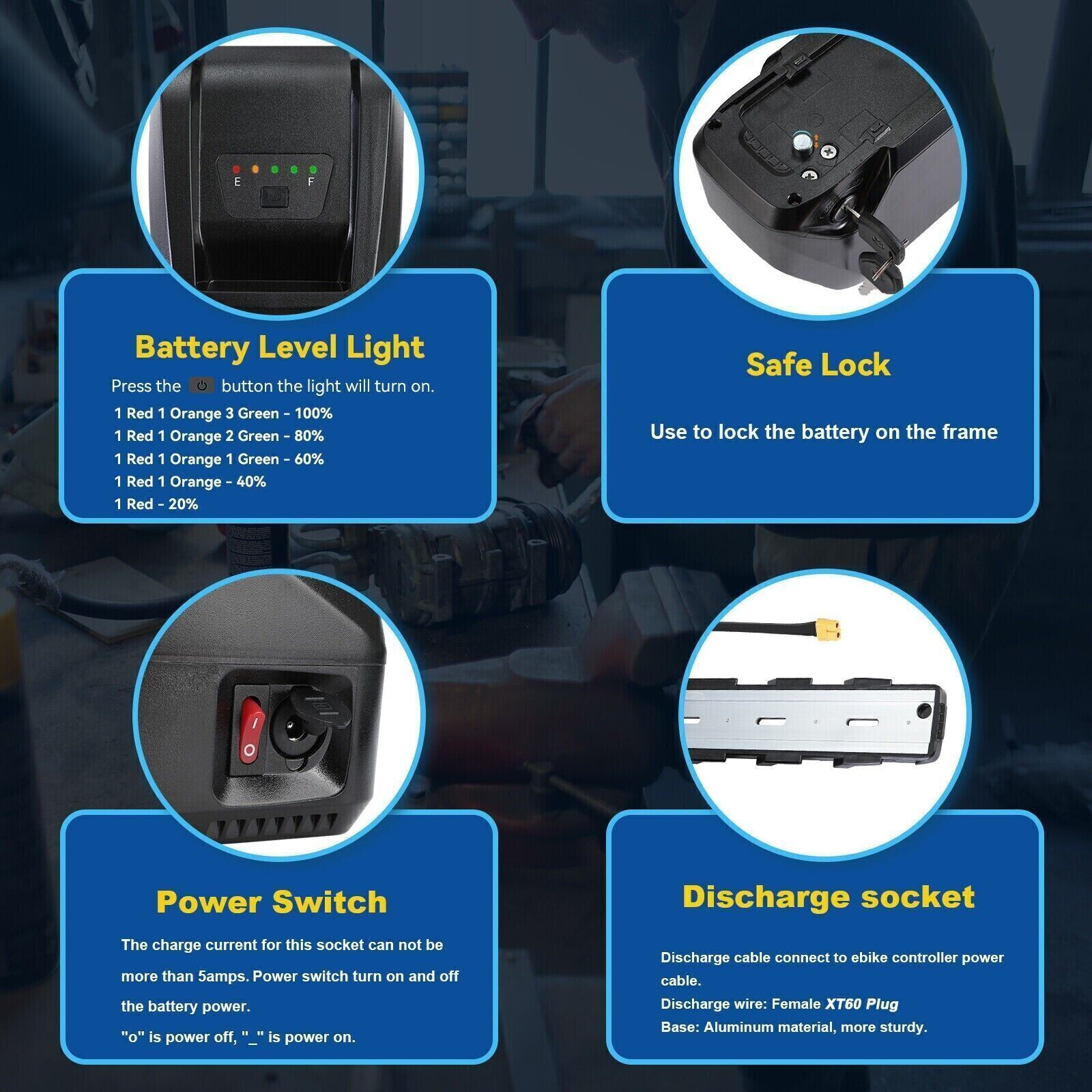 48V 10Ah Lithium li-ion Battery Pack ≤1500W ebike Bicycle EBike Electric Charger