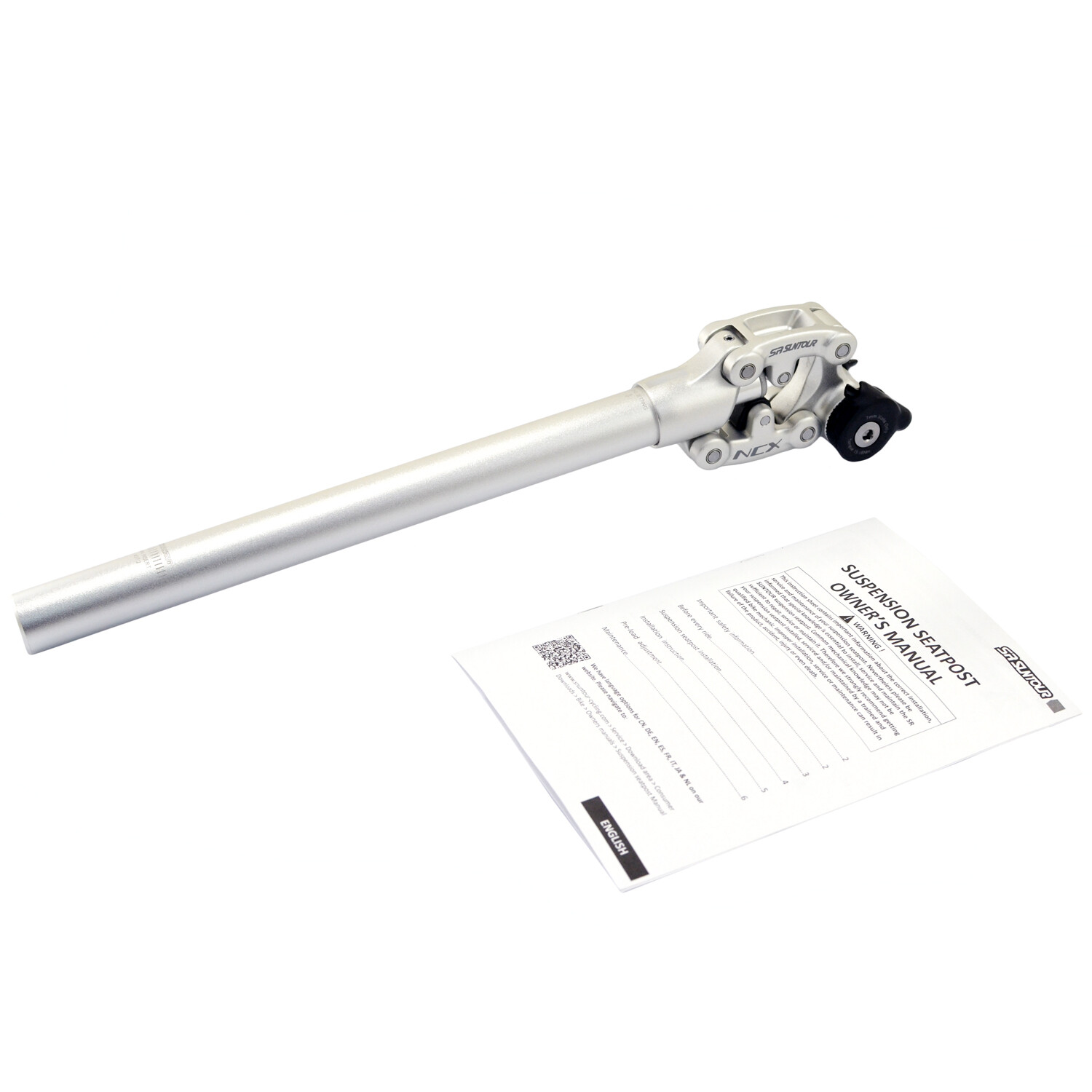 SR SUNTOUR SP12 NCX Suspension Seat Post w/ Protective Cover 27.2X350mm , Silver