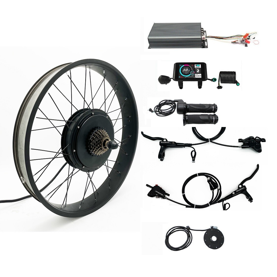 48-72V 3000-5000W 175mm 190mm dropout 20″/24″/26″ Fat Wheel Ebike Conversion kit