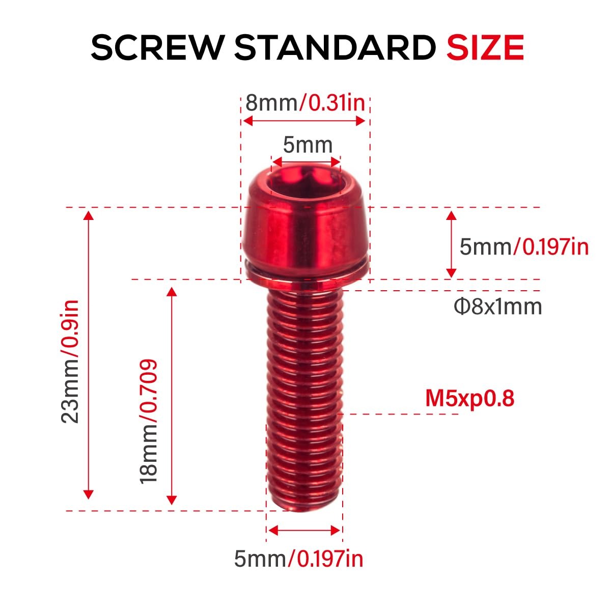 CNC Bike Stem Bolts，Stem Bolts for BMX/MTB/Road Bike with Washers（Red/Blue/Orang