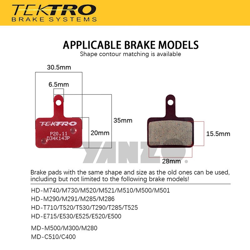 Tektro 15Pairs P20.11 Disc Brake Pads Metal Ceramic W/ Spring Auriga Tune TWIN