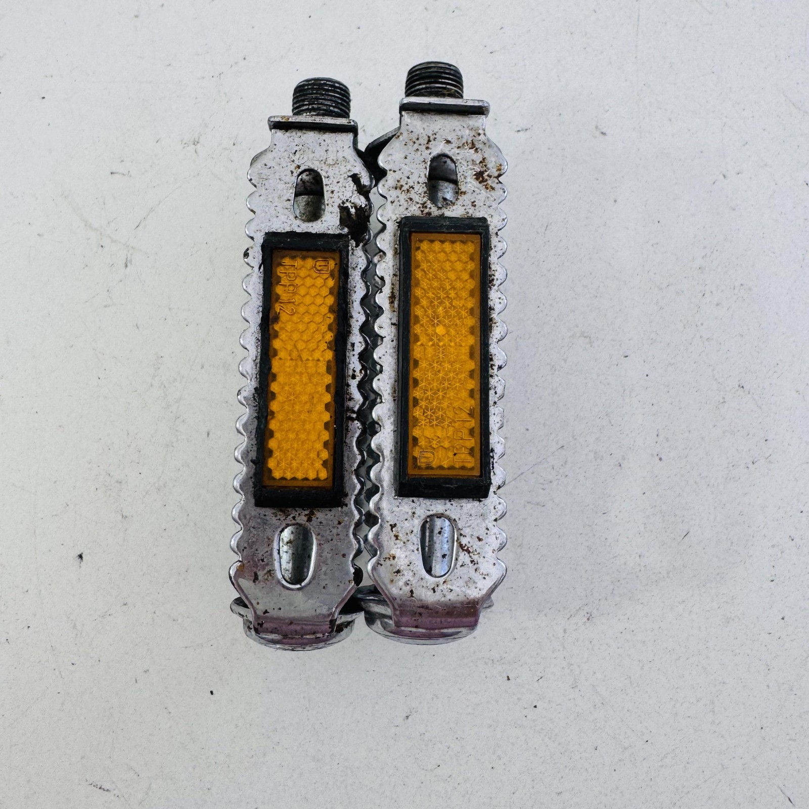 Vintage Union U40 Platform Pedals Pair 9/16 In Silver Reflectors Germany A36