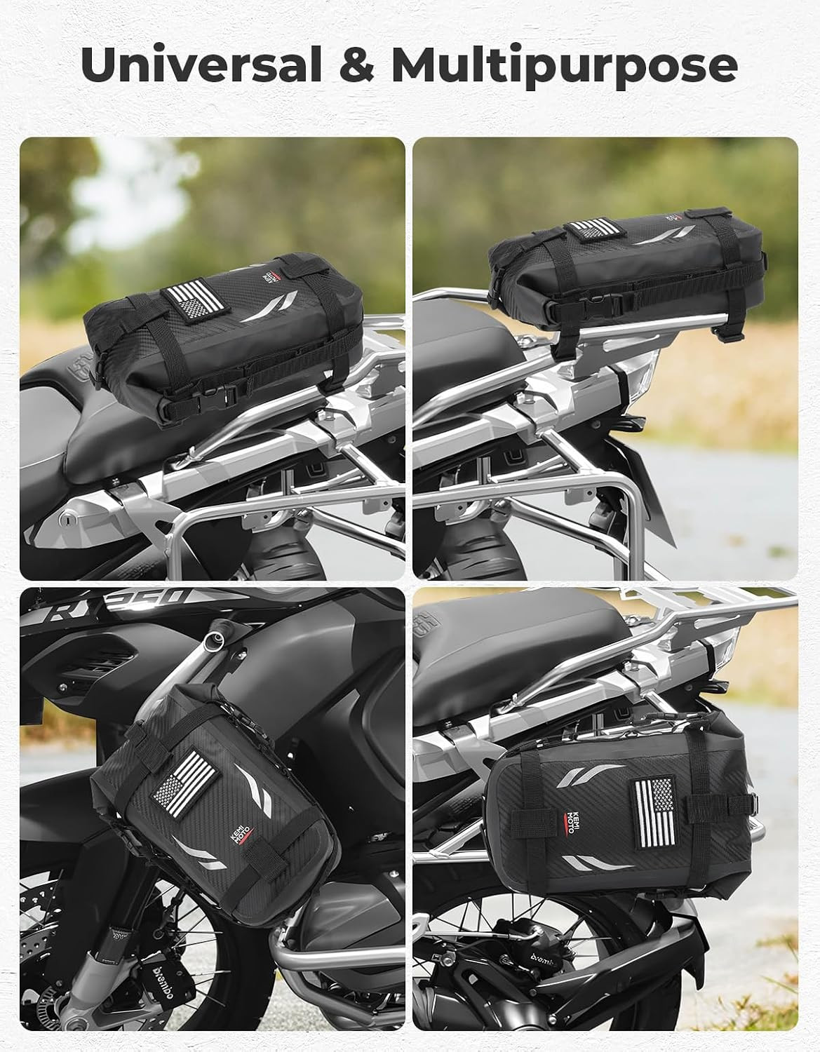 KEMIMOTO Dirt Bike Fender Tool Bag 3.5L PVC Waterproof Motorcycle Adventure Cras