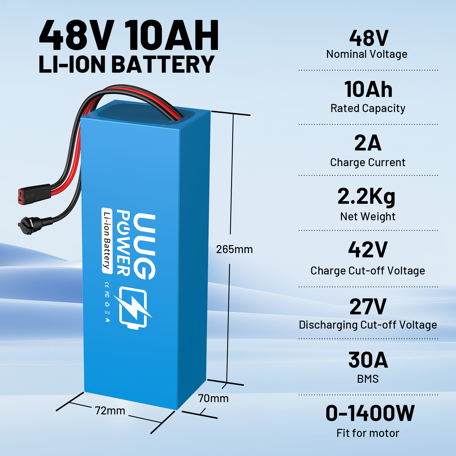 48V 10Ah Lithium ebike Battery for 200W-1000W ebike Bicycle Electric 30A
